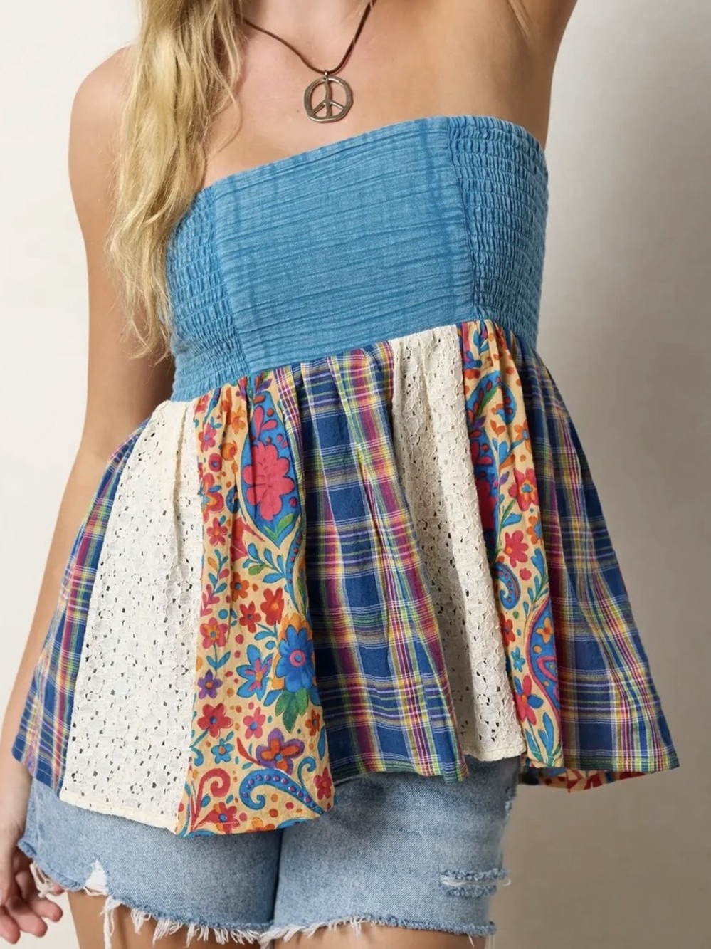 Natural life Lg patchwork mini skirt, doubles as top - Picture 2 of 4